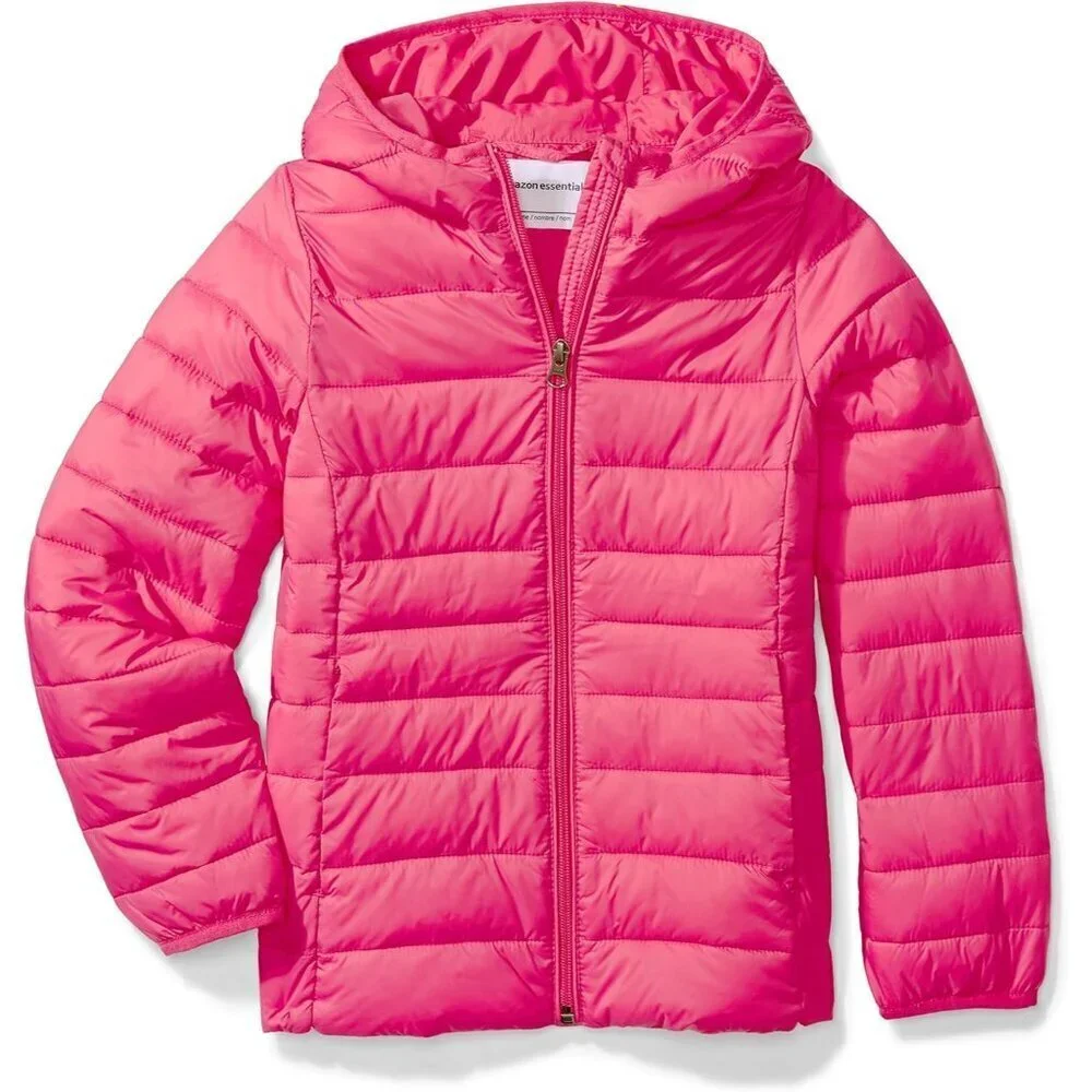 🆕Girls Dark Pink Lightweight Water Resistant Hooded Puffer Jacket Winter Coat